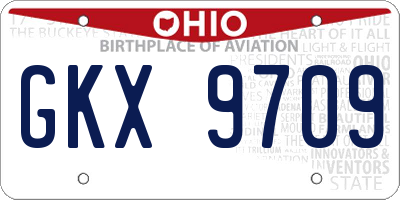 OH license plate GKX9709