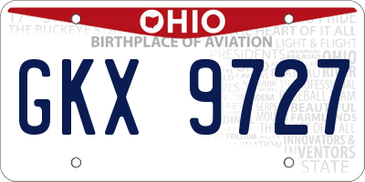 OH license plate GKX9727