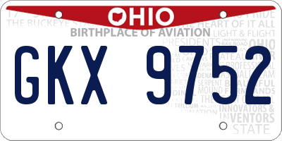 OH license plate GKX9752