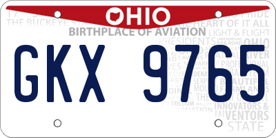 OH license plate GKX9765