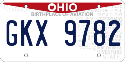 OH license plate GKX9782