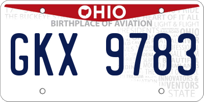 OH license plate GKX9783