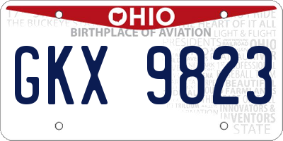 OH license plate GKX9823