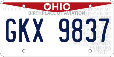 OH license plate GKX9837