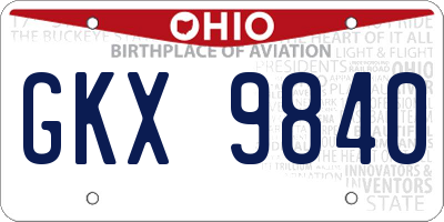 OH license plate GKX9840