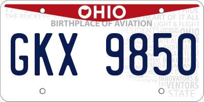 OH license plate GKX9850