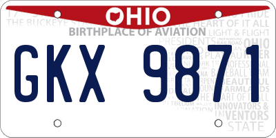 OH license plate GKX9871