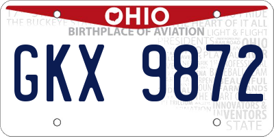 OH license plate GKX9872