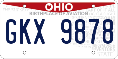OH license plate GKX9878