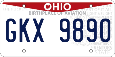 OH license plate GKX9890