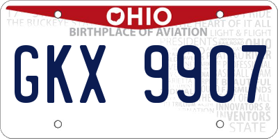 OH license plate GKX9907