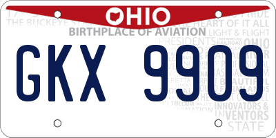 OH license plate GKX9909