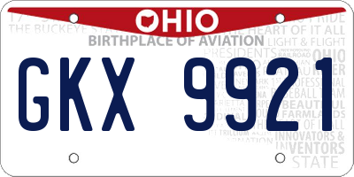 OH license plate GKX9921