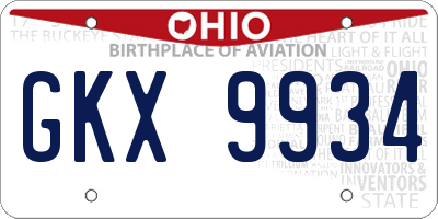 OH license plate GKX9934