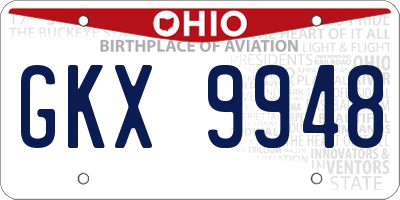 OH license plate GKX9948
