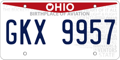 OH license plate GKX9957