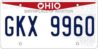 OH license plate GKX9960