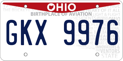 OH license plate GKX9976