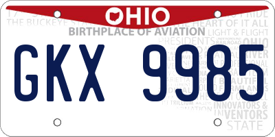 OH license plate GKX9985