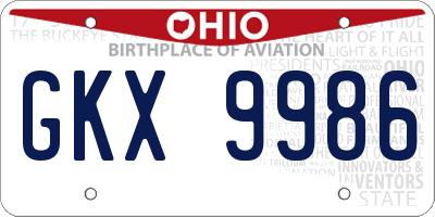 OH license plate GKX9986