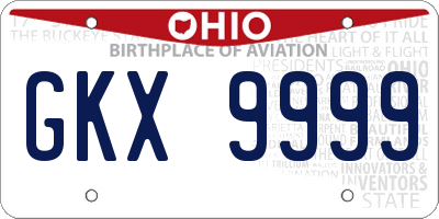 OH license plate GKX9999