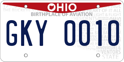 OH license plate GKY0010