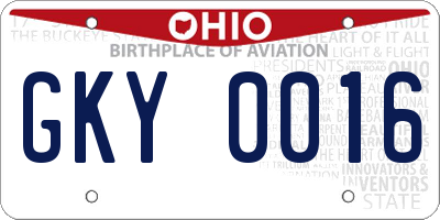 OH license plate GKY0016
