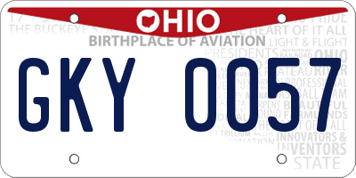 OH license plate GKY0057