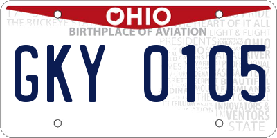 OH license plate GKY0105