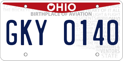 OH license plate GKY0140