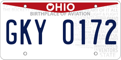 OH license plate GKY0172