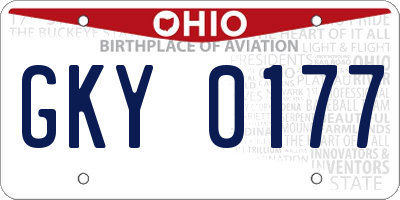 OH license plate GKY0177
