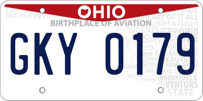 OH license plate GKY0179