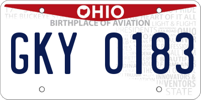 OH license plate GKY0183
