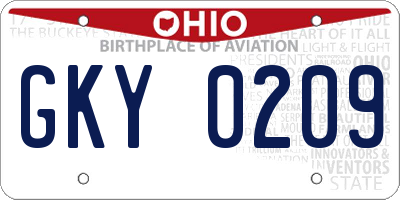 OH license plate GKY0209