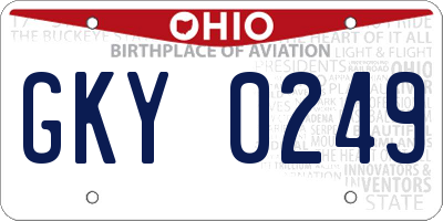 OH license plate GKY0249
