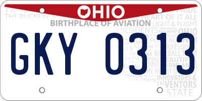 OH license plate GKY0313