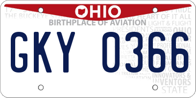 OH license plate GKY0366