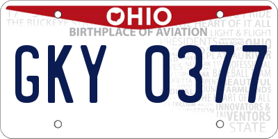 OH license plate GKY0377