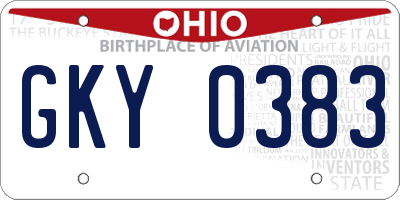 OH license plate GKY0383