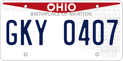 OH license plate GKY0407