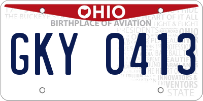 OH license plate GKY0413