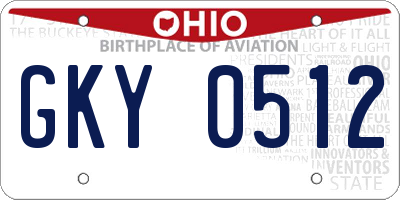 OH license plate GKY0512