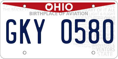 OH license plate GKY0580