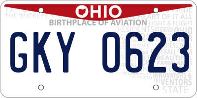 OH license plate GKY0623