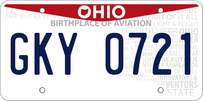 OH license plate GKY0721