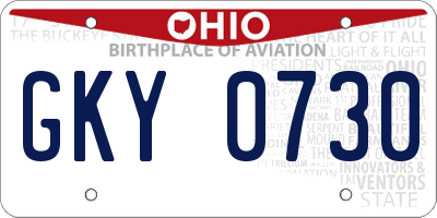 OH license plate GKY0730