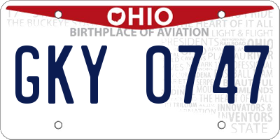 OH license plate GKY0747