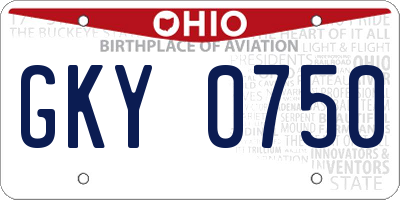 OH license plate GKY0750