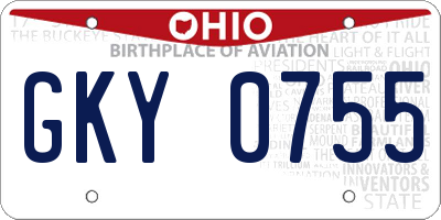 OH license plate GKY0755